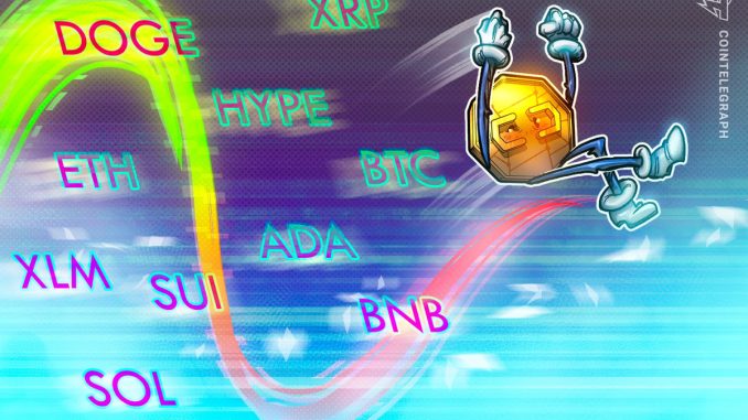 Price Predictions for BTC, ETH, XRP, BNB, SOL, DOGE, ADA, HYPE, XLM, SUI