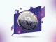 Bitcoin coin with purple gradient grid and technical chart structure in modern crypto dashboard style