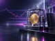 Bitcoin secured as collateral in a modern bank vault, representing institutional crypto lending and market risk.
