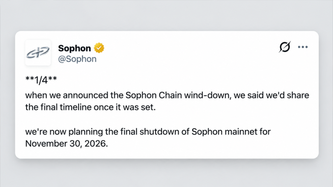 Sophon Set to Pull Plug on Layer 2 Network After $70M Funding Push – Bitcoin News